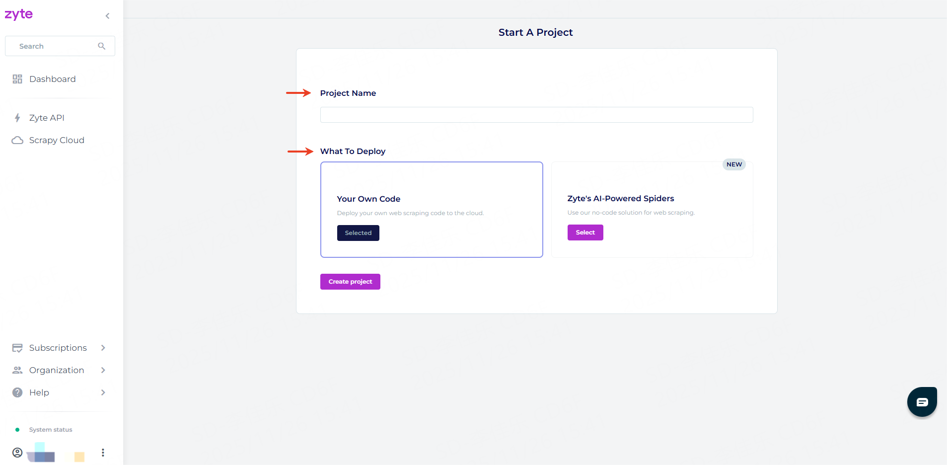 Creating and Naming a Scrapy Cloud Project